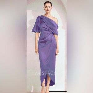 Purple Ruched One Shoulder Flutter Sleeve Dress